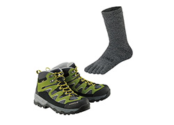 Trekking shoes and socks